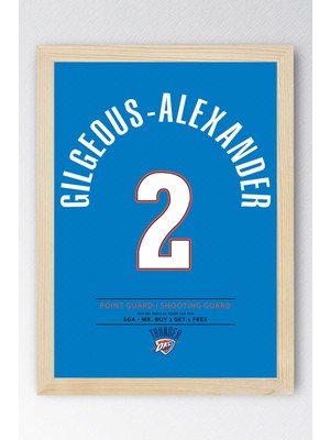 Shai Gilgeous Alexander Forma Çerçeveli Tablo - Nba Oklahoma City Thunder Jersey