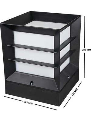 Şık Siyah Izgaralı Küp Set Üstü Bahçe Aydınlatma Armatürü