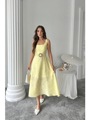 Passense Sarı Kuplu Uzun Elbise