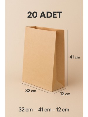 20 Adet Mega Boy Dik Duran Körüklü Kraft Hediye Paketi 32X12X41