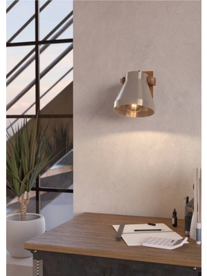 Çelik ve Ahşap Renkli Iç Mekan Spot Lamb, Rustik Tasarım