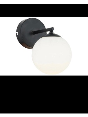 Şık Siyah Aplik Glop Cam Beyaz 1'li Set