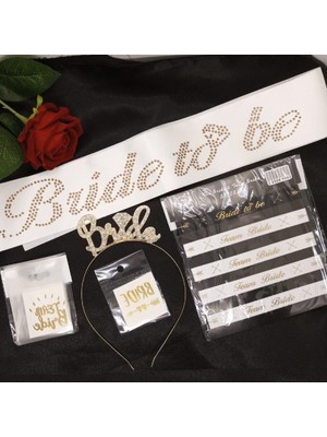 Bkmc Party Lüks Bride Tobe 5 Li Taşlı Taç Set Bekarlığa Veda Parti Seti Süsü