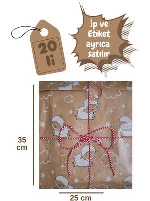 20 Adet 25X35 Kutu ve Ambalaj Paketi Bayram Temalı Poşeti