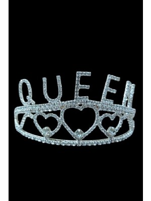 Yuvarlak Taşlı Taç Queen Metal Taşlı Lüks Queen Tacı