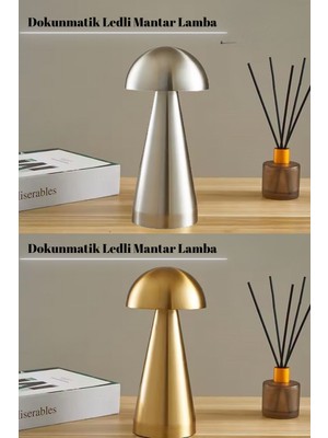 Kablosuz 3 Renkli LED Mantar Masa Lambası, Dokunmatik ve Şarjlı Kullanım Kolaylığıyla