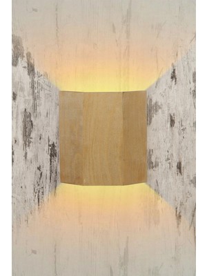 Kahverengi Ahşap Yansıtmalı Çift Yönlü Duvar Aplikası