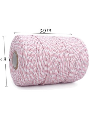 200 Metre (Bobin) Pembe-Beyaz Kutu ve Ambalaj Süsleme Ipi Bileklik Ipi Hediye Paketleme Ipi