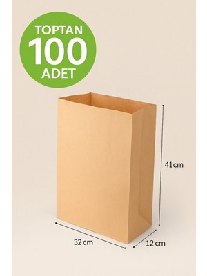 100 Adet Toptan Mega Boy Dik Duran Körüklü Kraft Hediye Paketi 32X12X41