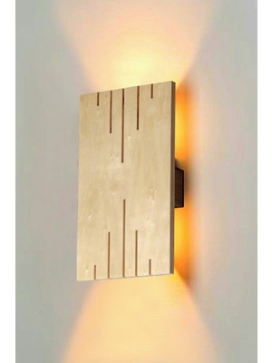 Kahverengi Yansıtmalı Çift Yönlü Ahşap Aplik Duvar Işığı