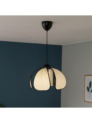 Nisa Luce Siyah Biyeli Papatya Hasır Sarkıt - Krem - 70X30X30 cm