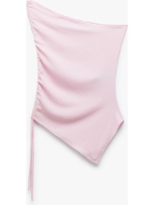 Koton Straplez Büzgülü Slim Fit Asimetrik Bluz Kolsuz Polyester Karışımlı İç Giyim