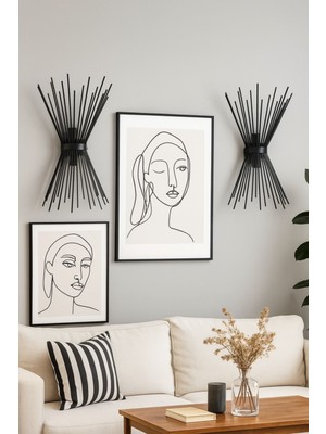 Modern Siyah Metal Yatak Odası ve Aplik Takımı, Şık ve Fonksiyonel Tasarım