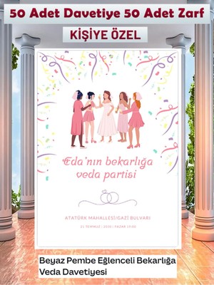 Bekarlığa Veda Partisi Davetiyesi 100 Parça Premium 35