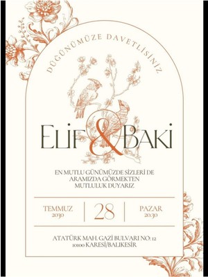 Düğün Davetiyesi , Nişan Davetiyesi , Kına Davetiyesi