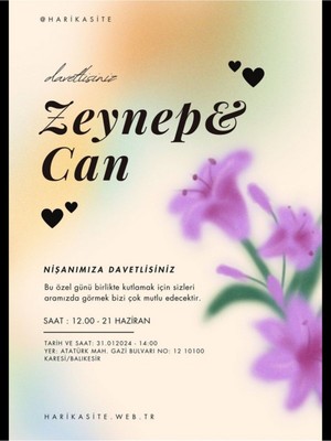 Düğün Davetiyesi , Nişan Davetiyesi , Kına Davetiyesi