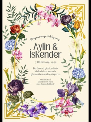 Düğün Davetiyesi , Nişan Davetiyesi , Kına Davetiyesi