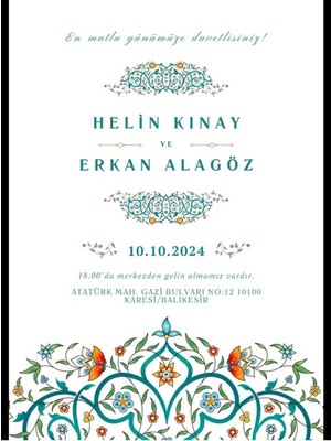 Düğün Davetiyesi , Nişan Davetiyesi , Kına Davetiyesi