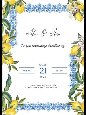 Düğün Davetiyesi , Nişan Davetiyesi , Kına Davetiyesi