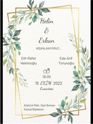 Düğün Davetiyesi , Nişan Davetiyesi , Kına Davetiyesi