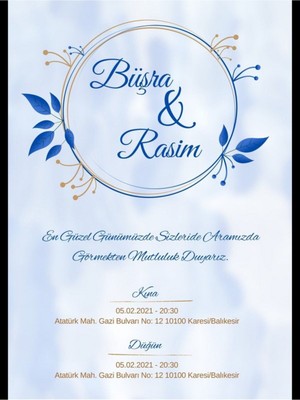 Düğün Davetiyesi , Nişan Davetiyesi , Kına Davetiyesi