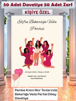 Bekarlığa Veda Partisi Davetiyesi 100 Parça Premium 37