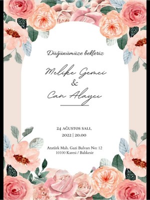 Düğün Davetiyesi , Nişan Davetiyesi , Kına Davetiyesi