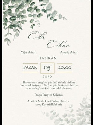 Düğün Davetiyesi , Nişan Davetiyesi , Kına Davetiyesi