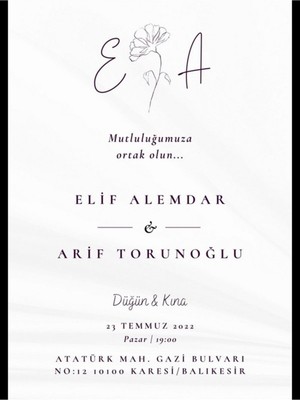 Düğün Davetiyesi , Nişan Davetiyesi , Kına Davetiyesi