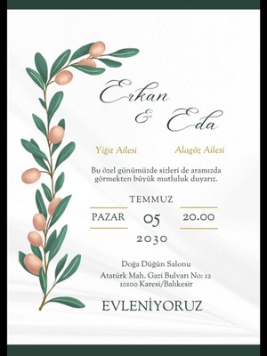 Düğün Davetiyesi , Nişan Davetiyesi , Kına Davetiyesi