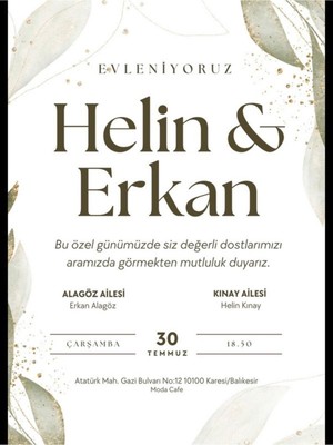 Düğün Davetiyesi , Nişan Davetiyesi , Kına Davetiyesi