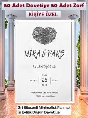 Düğün Davetiyesi 100 Parça Premium 17