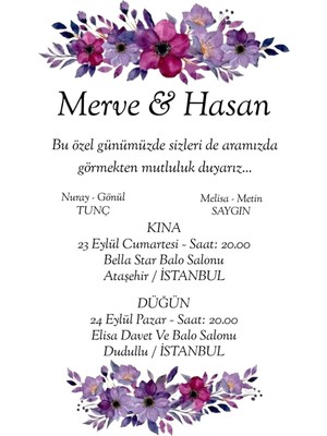 Davetiye , Düğün Davetiyesi , Nişan Davetiyesi