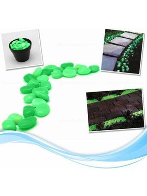 Parlayan Fosforlu Çakıl Taşı Seti, Bahçe Dekoru, 50 Adet