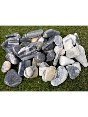 Siyah-Beyaz Çizgili Doğal Taş 1 Kg, Bahçe ve Dekor Amaçlı Kullanılır