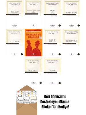 Ivan Sergeyeviç Turgenyev 10 Kitap Seti + Okuma Sticker'ları