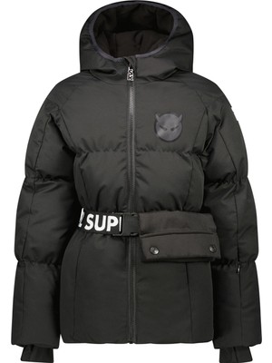 Super Rebel Siyah Kız Çocuk Kayak Montu R409-5204-AO-PUFF Girls Fleece Hood