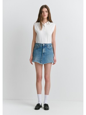 Mavi Tiera Classic Denim Puslu Indigo Mavi Jean Etek 1310654-89730