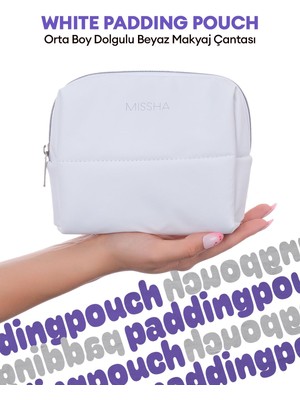 Orta Boy Dolgulu Beyaz Makyaj Çantası, Pratik ve Şık Tasarım