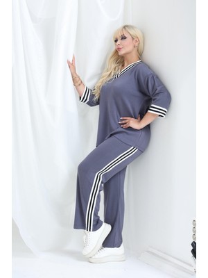 Şuranur Şeritli Takım Oysho Modal Kumaş Şeritli Yumuşak Dokulu M-6xl