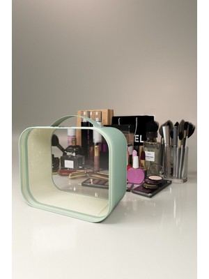 Şeffaf Vegan Deri Makyaj ve Bakım Çantası, Taşıma Için Uygun, Şık ve Dayanıklı