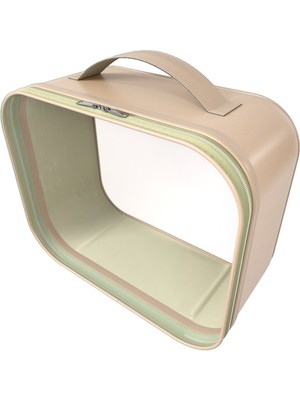 Şeffaf ve Deri Görünümlü Kadın Seyahat Makyaj Çantası, Şık ve Pratik Kullanım