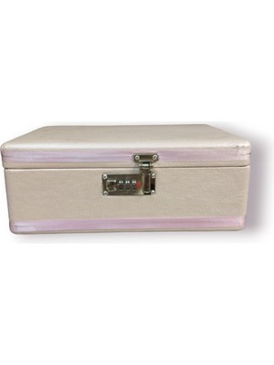 Şifreli Deri Aynalı Makyaj Kutusu, Şık ve Kullanışlı Taşınabilir Tasarım