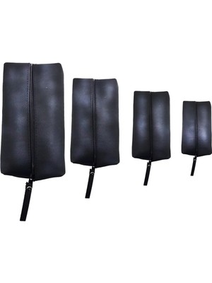 4'lü Seyahat Makyaj Çantası Seti, 4 Farklı Boyut, Fermuarlı, Siyah