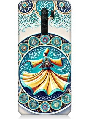 Teknomeg Xiaomi Redmi 9 Uyumlu Çini Motifli Semazen Figürü  Desenli Silikon Kılıf