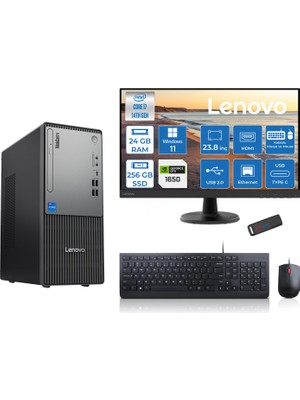 Lenovo Thinkcentre Neo 50T Gen5 Intel Core I7 14700 24GB Ddr5 256GB SSD 23.8 Inç Monitör Windows 11 Pro Nvidia GTX1650 4gb Masaüstü Bilgisayar 16502412UAS0GL00P06 + Zetta Flash Bellek