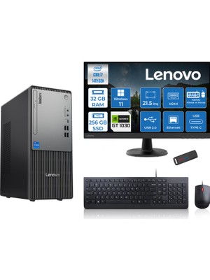 Lenovo Thinkcentre Neo 50T Gen5 Intel Core I7 14700 32GB Ddr5 256GB SSD 21.5 Inç Monitör Windows 11 Pro Nvidia GT1030 4gb Masaüstü Bilgisayar 10302112UAS0GL00P11 + Zetta Flash Bellek