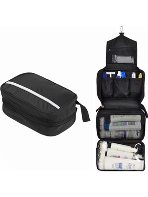 Çok Bölmeli El Tutacaklı Seyahat ve Günlük Kullanım Organizer Çantası Siyah