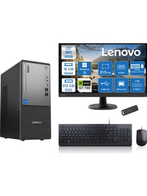 Lenovo Thinkcentre Neo 50T Gen5 Intel Core I7 14700 16GB Ddr5 512GB SSD 21.5 Inç Monitör Windows 11 Pro Nvidia GT730 4gb Masaüstü Bilgisayar 7302112UAS0GL00P02 + Zetta Flash Bellek