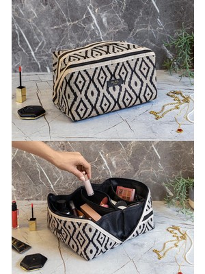 Ekru Seyahat Makyaj Çantası Düzenleyici, Şık ve Kullanışlı Organizer